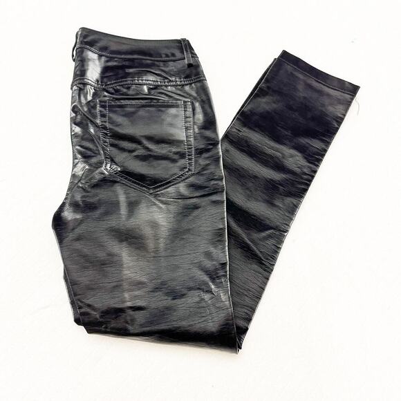 Zara Black Skinny Pants Patent Leather Metallic Denim Pants Size 31 - Picture 8 of 8